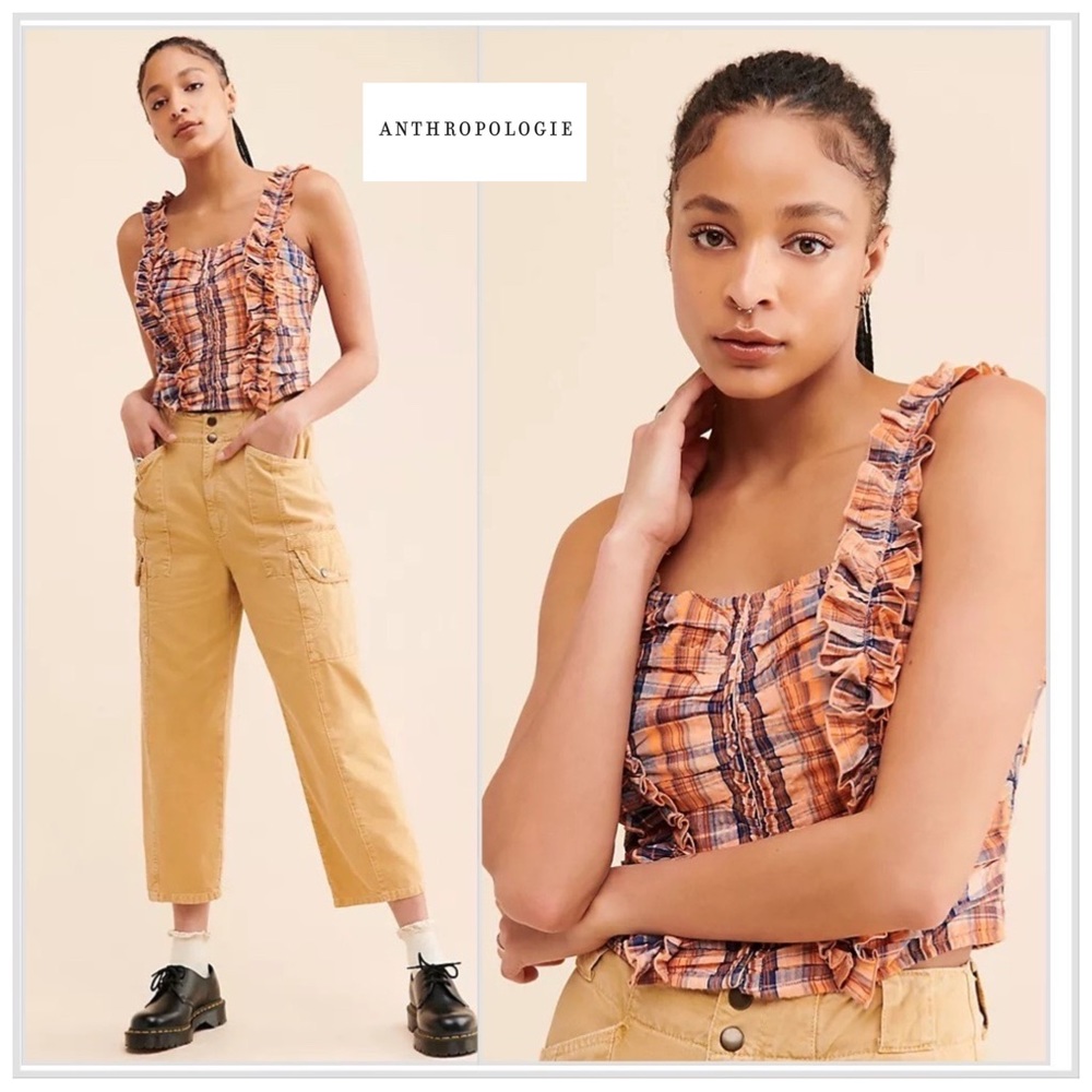 Anthropologie Verb by Pallavi Singhee Ruffled Plaid Top
